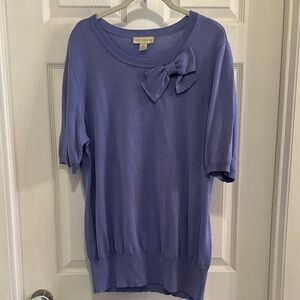 Appleseed's Purple Bow Crew Neck Shirt Sleeve Sweater